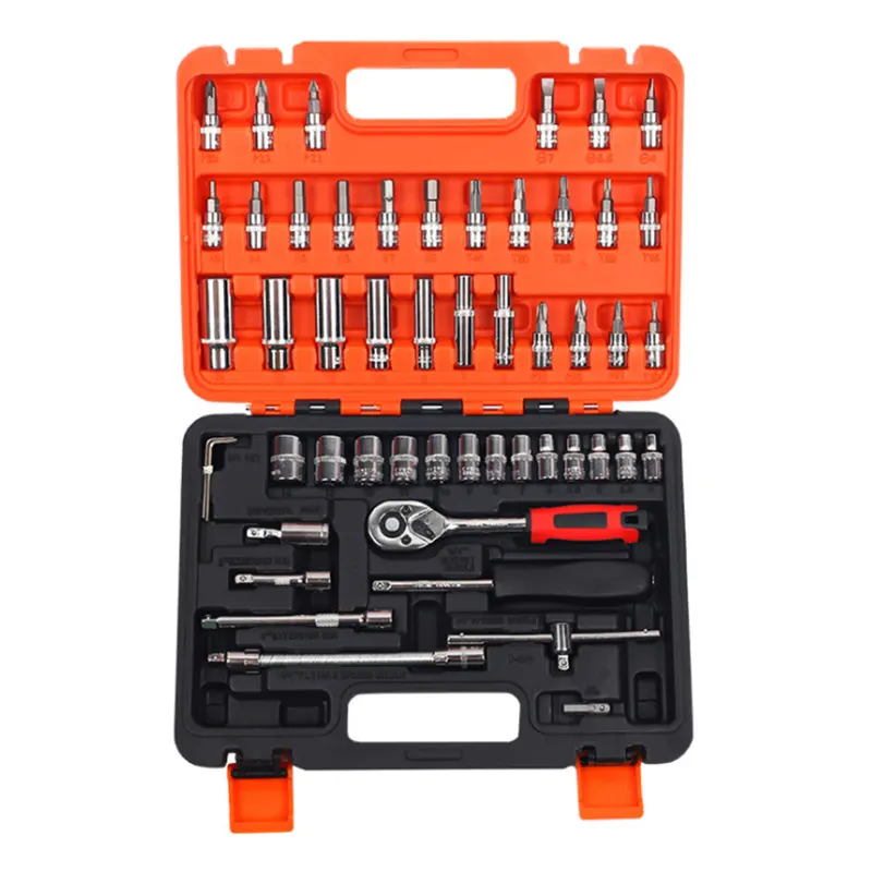 Auto repair tools multifunctional 53 pcs tool set 1 / 4 small flying rod ratchet wrench socket set tool kit