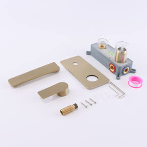 Grifos de Doble Estructura Montados en la Pared, Ocultos, de Cobre Cepillado Dorado, Entrada/Salida de 20 mm, Válvulas Mezcladoras de Agua Fría y Caliente - Product Image 4