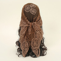 Foulard en soie carré brodé 80*80cm populaire européen américain accessoire de mode d'été polyvalent-Rose sac Polyester maille