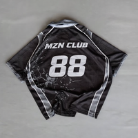 Maillot de football vintage MZN CLUB 88 imprimé toile d'araignée pour homme, coupe oversize, streetwear, délavé à l'acide, 100 % polyester tricoté