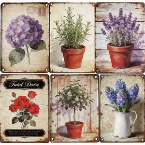 Letreros Metálicos Vintage con Diseños Florales y Botánicos, Decoración de Pared Retro para Hogar y Jardín, Personalizados OEM ODM - Product Image 2