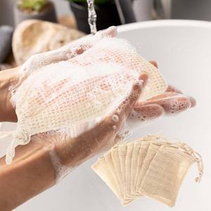 ถุงตาข่ายใส่สบู่ทำจากผ้าฝ้ายธรรมชาติเป็นมิตรกับสิ่งแวดล้อมถุงตาข่ายใส่สบู่แบบเชือกย่อยสลายได้ตามธรรมชาติ100% - Product Image 5