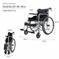 Fauteuil roulant manuel pliable en acier pour adultes et seniors, roues arrière solides de 24 pouces, propulsion autonome, frein d'accompagnant