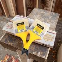 Pinceau plat à poils naturels avec manche en plastique jaune, plusieurs tailles, pour peinture murale et décoration intérieure