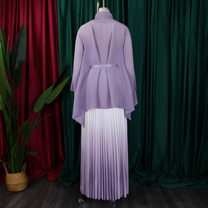 Conjunto de Falda Miayki C8610 de Alta Calidad, Color Degradado, Cárdigan Holgado con Lazo y Falda Larga Plisada, Conjunto de Dos Piezas para Otoño para Mujer - Product Image 5