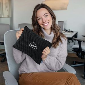 Custom Travel Blanket Pillow Set with Bag Hidden Pocket Trolley Sleeve Carabiner for Airplane Fleece Blanket - Product Image 3