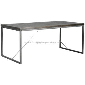 2025 Vintage <b>Rustic</b> Wood Metal Study Writing <b>Table</b> Hot Sale Grey Computer Desk for Home Hotel <b>Dining</b> Room Furniture Warehouse - Product Image 1
