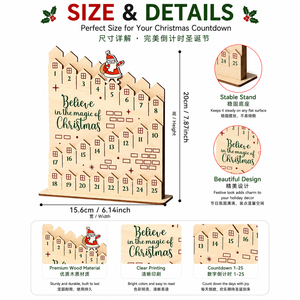 Christmas Countdown Board Wooden Advent <b>Calendar</b> Reusable Holiday Tabletop Decoration Festive Home Decor - Product Image 3