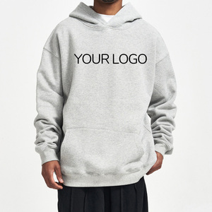 Sweat-shirts à capuche épais 500G, personnalisables avec logo, coupe oversize, en molleton bouclette sans cordon, épaules tombantes pour hommes - Product Image 2
