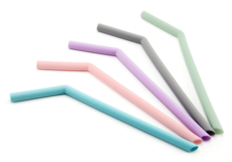 Colorful reusable foldable soft Bend silicone drinking straw