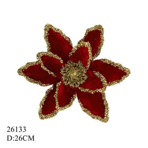 زينة عيد الميلاد على شكل ورقة شجرة الهولي وزهرة البوينسيتيا مع ترتر لتزيين شجرة عيد الميلاد - Product Image 3