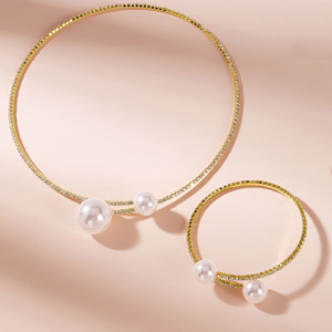 Pulsera de Moda con Perlas Blancas Brillantes, Ajustable, Collar Abierto, Joyería, Pulseras y Brazaletes - Product Image 3