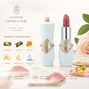 ลิปสติกเนื้อแมทสีเขียวเซจแบบฉลากส่วนตัว พร้อมโลโก้สั่งทำ บรรจุภัณฑ์ทรงนาฬิกาทรายสีทองโบราณ  วีแกน รับผลิตเครื่องสำอางแบบ OEM - Product Image 5