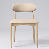 Chaise de salle à manger moderne en bois avec revêtement en cuir lisse, doux au toucher et résistant à l'eau, forme croissant, pour restaurants commerciaux