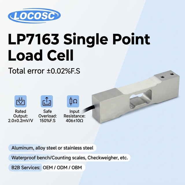 Locosc LP7163 Wholesale Long Round Digital Single Point Load Cell 50 KG Capacity 0.03% Accuracy for Weighing Scales