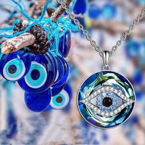 Collar de Ojo Turco con Microdiamantes, Cadena de Clavícula de Aleación Galvanizada, Estilo Minimalista, Joyería de Regalo - Product Image 3