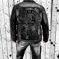 Hip Hop Harajuku Bomber Nouveaux Hommes Denim Vestes Streetwear Crâne Graffiti Bleu Denim Jean Veste Manteau Punk Rock Vintage Veste
