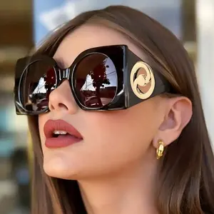 2024 più recenti tonalità di tendenza all'ingrosso di protezione uv400 occhiali da sole di lusso con montatura grande per le donne
