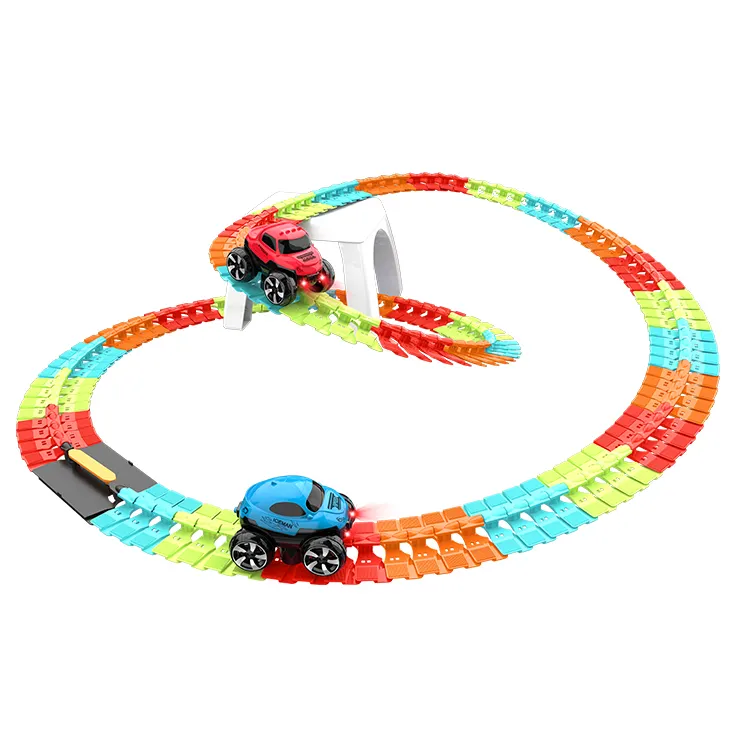 144 PCS Diy Assembled Race Track Car Electronic Toys Track Racing Toys For Children Gift