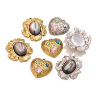 Nouveau Pendentif Cœur Tournesol Vintage en Acier Inoxydable, Breloques Niche Délicates en Coquillage Naturel Coloré pour la Fabrication de Bijoux en Gros