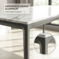 Table à manger carrée en marbre blanc, style minimaliste et luxueux - Durable, écologique, 4 places, meubles de salle à manger, pieds en métal pour la maison
