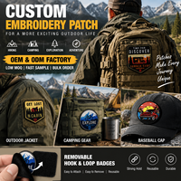 Patchs brodés tactiques pour l'aventure tout-terrain en plein air, design camping, pour sacs et vêtements, avec fermeture auto-agrippante