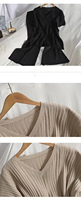 Nouvel ensemble deux pièces en tricot pour femmes, printemps/automne, décontracté, pull à col en V uni avec pantalon large polyvalent, tenue quotidienne