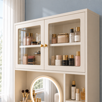 Table de maquillage moderne personnalisée avec miroir LED et tiroirs de rangement, meubles de chambre à coucher