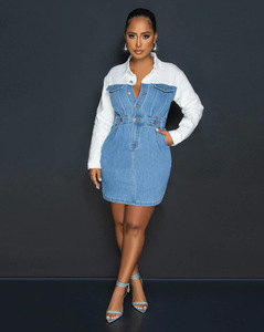 Vendita calda autunno e inverno popolare delle donne europee e americane in <span class=keywords><strong>Denim</strong></span> stile Patchwork pendolarismo <span class=keywords><strong>camicia</strong></span> <span class=keywords><strong>abito</strong></span> - Product Image 5