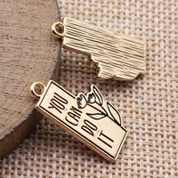 Breloque Plaque Florale en Alliage Doré « You Can Do It » pour Bracelets d'Encouragement Étudiant