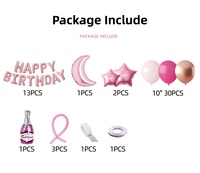 Vente directe d'usine de décorations de fête d'anniversaire, ensembles de ballons en latex, ballons à rubans de couleur rose, fournitures pour les fêtes d'enfants