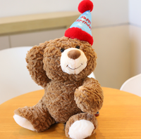 Nouvelle figurine ours en peluche, cadeau chapeau d'anniversaire, jouet en peluche, oreiller décoratif, poupée ours gâteau, en coton PP doux