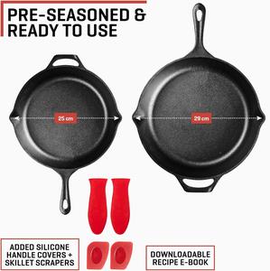 Non-Stick Enamel Coated Cast Iron <strong>Paella</strong> <strong>Pan</strong> &amp; Seafood Frying <strong>Pan</strong> with Protective Handle Pre-<strong>Seasoned</strong> for Gas and Induction - Product Image 2