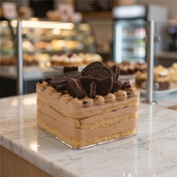 Boîte à gâteau carrée transparente personnalisée avec logo, de qualité alimentaire, haute, pliable, pour anniversaire, mariage, dessert, emballage cadeau