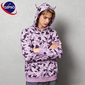 QZFSO stampa personalizzata Unisex Hip Hop corno integrale <span class=keywords><strong>con</strong></span> Zip grafica Streetwear mimetico fantasma <span class=keywords><strong>felpa</strong></span> <span class=keywords><strong>con</strong></span> Zip Full Face da uomo - Product Image 1