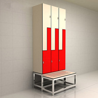 Nouveaux Vestiaires de Salle de Sport Personnalisés avec Bancs, Design Commercial Intelligent, Imperméables, en Stratifié Compact Phénolique HPL pour Rangement en Salle