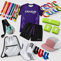 Kit de fan pour événement sportif personnalisé : Course à pied 5K, Marathon, T-shirt, Chaussettes, Bandeau anti-transpiration, Casquette, Sac à cordon, Bracelet en silicone, Médailles