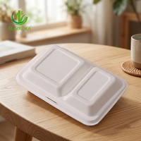 Boîte à hamburger en bagasse de canne à sucre SUMKOKA de haute qualité, sans PFAS, à 3 compartiments, micro-ondable et biodégradable, boîte à clapet en bagasse