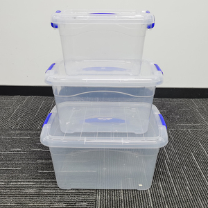 Limpar PP Plástico Caixa De Armazenamento Durável <span class=keywords><strong>7.5L</strong></span>-13L-20L Organizadores Travamento Handle Rodas Tampas Empilháveis para Alimentos Ordem Mínima 3pcs - Product Image 3