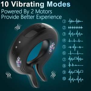 Vibrierender Penisring für Männer, <span class=keywords><strong>Cockring</strong></span>-Vibrator, dehnbarer Silikon-<span class=keywords><strong>Cockring</strong></span> zur Erektionsstimulation mit 10 Vibrationsmodi - Product Image 2