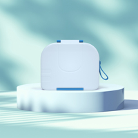 Boîte à bento mignonne à motif d'éléphant pour enfants avec 3 compartiments, boîte à lunch portable en plastique sans BPA