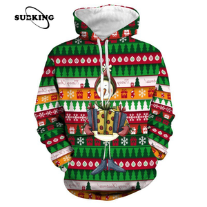 패션 남자 여자 전신 인쇄 크리스마스 후디 운동복 <span class=keywords><strong>100</strong></span> 폴리 에스터 대형 3d 승화 크리스마스 후드 - Product Image 1