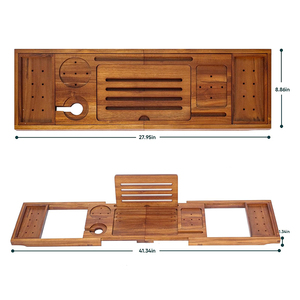 Plateau <span class=keywords><strong>de</strong></span> bain pliable <span class=keywords><strong>de</strong></span> luxe en bois <span class=keywords><strong>de</strong></span> teck, support <span class=keywords><strong>de</strong></span> bain en bois massif <span class=keywords><strong>de</strong></span> qualité supérieure avec design <span class=keywords><strong>de</strong></span> rangement imbriqué pour spa et hôtels cinq étoiles - Product Image 3