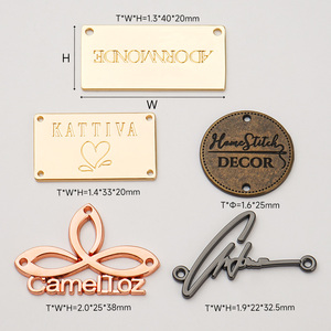 Custom Metal Tag Clothing Brand Engrave Logo Mass Metal <strong>Label</strong> <strong>Gold</strong> Plated Swimwear Clothes Metal Tag With Logo For Sweater - Product Image 3