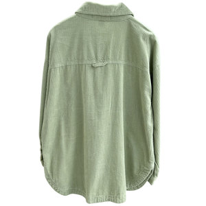 Blusas de pana personalizadas OEM para mujer, camisas de gran tamaño con <span class=keywords><strong>cuello</strong></span> vuelto de manga larga verde, blusas informales con botones para Otoño e Invierno - Product Image 2