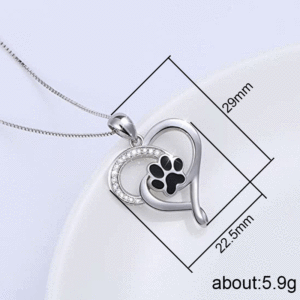 Collar con colgante de corazón de resina con huella de pata de gato, collar con dije de huella de corazón hueco, joyería de moda - Product Image 4