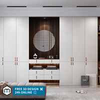 Armoire de chambre moderne extensible en bois de chêne massif sur mesure avec rangement fonctionnel en MDF suspendu