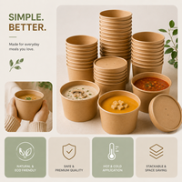 Bol à soupe en papier avec couvercles ventilés, sans BPA, pour usage en restaurant, fabriqué avec des matériaux de qualité alimentaire, durable et biodégradable