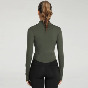 Hot Selling Zip Front Long Sleeve Fitness High Stretch Training <b>Workout</b> Athletic Sports Wear Thumb Hole Yoga <b>Jacket</b> for Women - Product Image 6