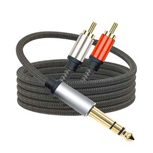 <span class=keywords><strong>1</strong></span>/<span class=keywords><strong>4</strong></span> \ "TRS 2RCA <span class=keywords><strong>Cable</strong></span> adaptador chapado en oro 6,35mm estéreo macho Dual <span class=keywords><strong>RCA</strong></span> macho Y para micrófono AV receptor PVC cobre puro - Product Image 1